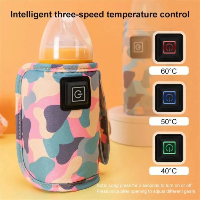 Baby Food Warmer - กระเป๋าเก็บความร้อนสำหรับขวดนมเด็กแบบพกพา ใช้กับรถเข็นเด็ก พร้อมที่อุ่นนม/น้ำด้วยพอร์ต USB ปลอดภัยสำหรับเด็ก ใช้ได้ในฤดูหนาวกลางแจ้ง