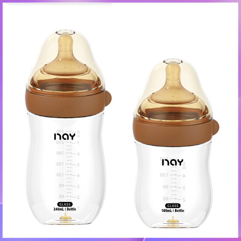 Baby Food Glass - ออกแบบวิศวกรรมขวดนมแก้วป้องกันท้องอืดสำหรับทารกแรกเกิด ช่องลมกลับด้านล่าง ขวดนมปากกว้าง