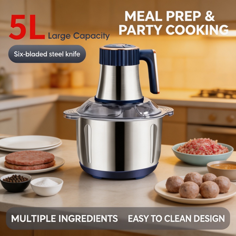Baby Food Mill - เครื่องบดเนื้อไฟฟ้า 5 ลิตร สแตนเลส 304 เครื่องบดอาหารอเนกประสงค์