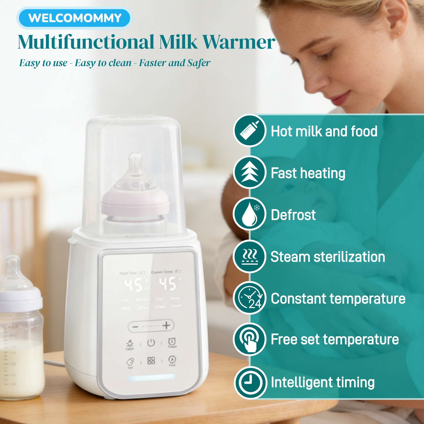 Baby Food Warmer - เครื่องอุ่นนมและฆ่าเชื้อขวดนมเด็ก 8 in 1 อเนกประสงค์ อุ่นนมและอาหาร