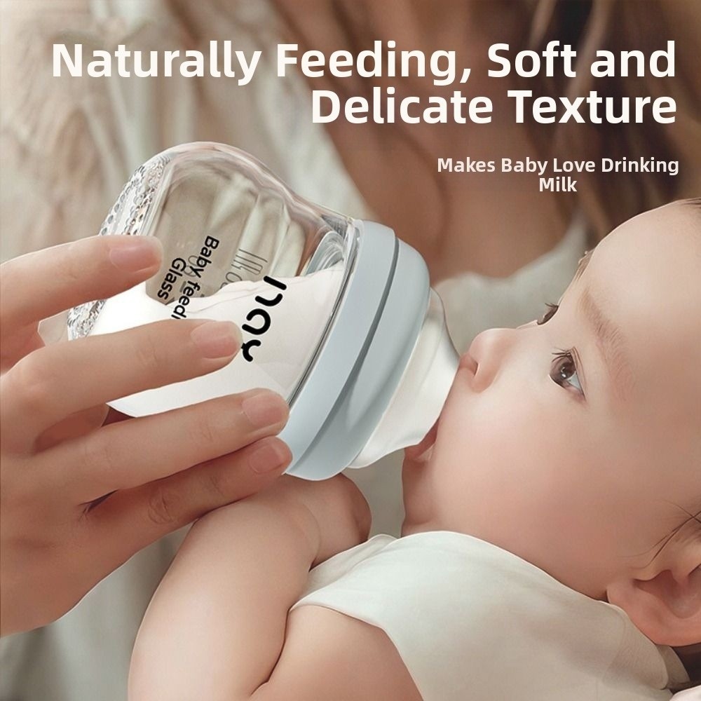Baby Food Glass - ขวดนมแก้วป้องกันท้องอืดป้องกันการสำลักขวดนมทารกแรกเกิด 80/160 มล. ถ้วยดื่มสำหรับเด็กเกรดอาหารอุปกรณ์ให้อาหาร