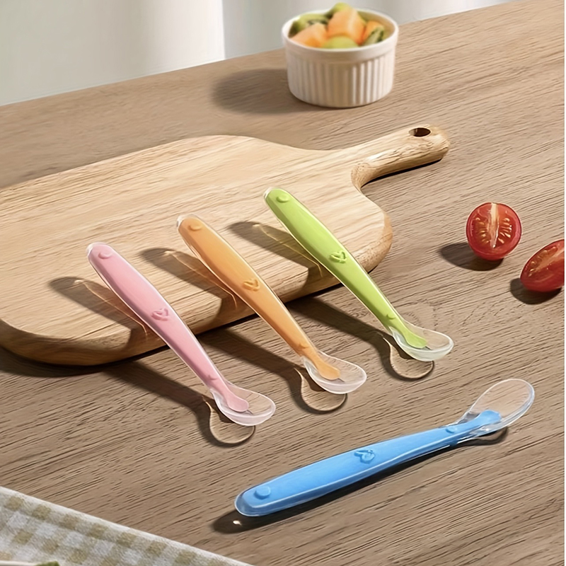 Baby Food Utensil - 1/2 ชิ้น ช้อนซิลิโคนปลายอ่อนสำหรับเด็ก ช้อนป้อนอาหารที่ปลอดภัยสำหรับเด็กเล็ก อุปกรณ์ฝึกป้อนอาหารด้วยตัวเองสำหรับเด็กวัยหัดเดิน