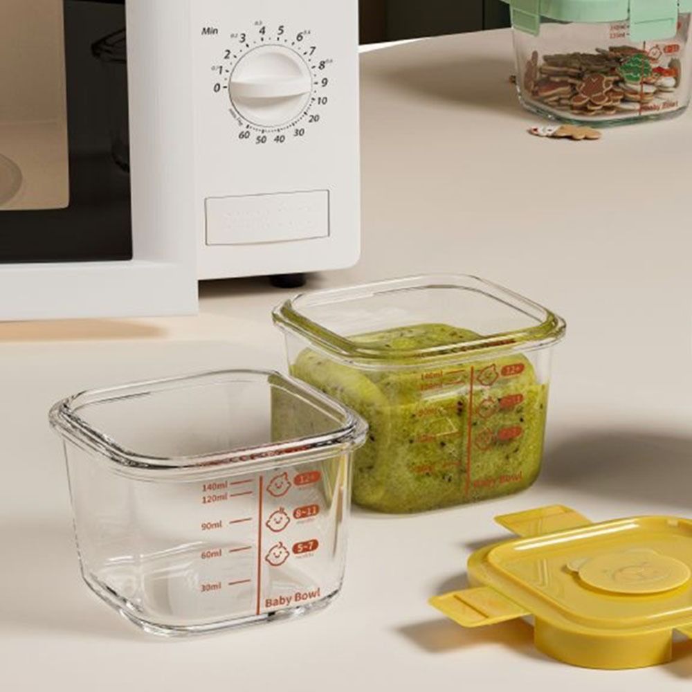 Baby Food Glass - กล่องเก็บอาหารใหม่ขนาด 170 มล. ถ้วยแก้วสำหรับอาหารเด็กแช่แข็ง ปลอดภัยสำหรับไมโครเวฟ โถเก็บอาหารเด็กสำหรับเจ้าตัวน้อย