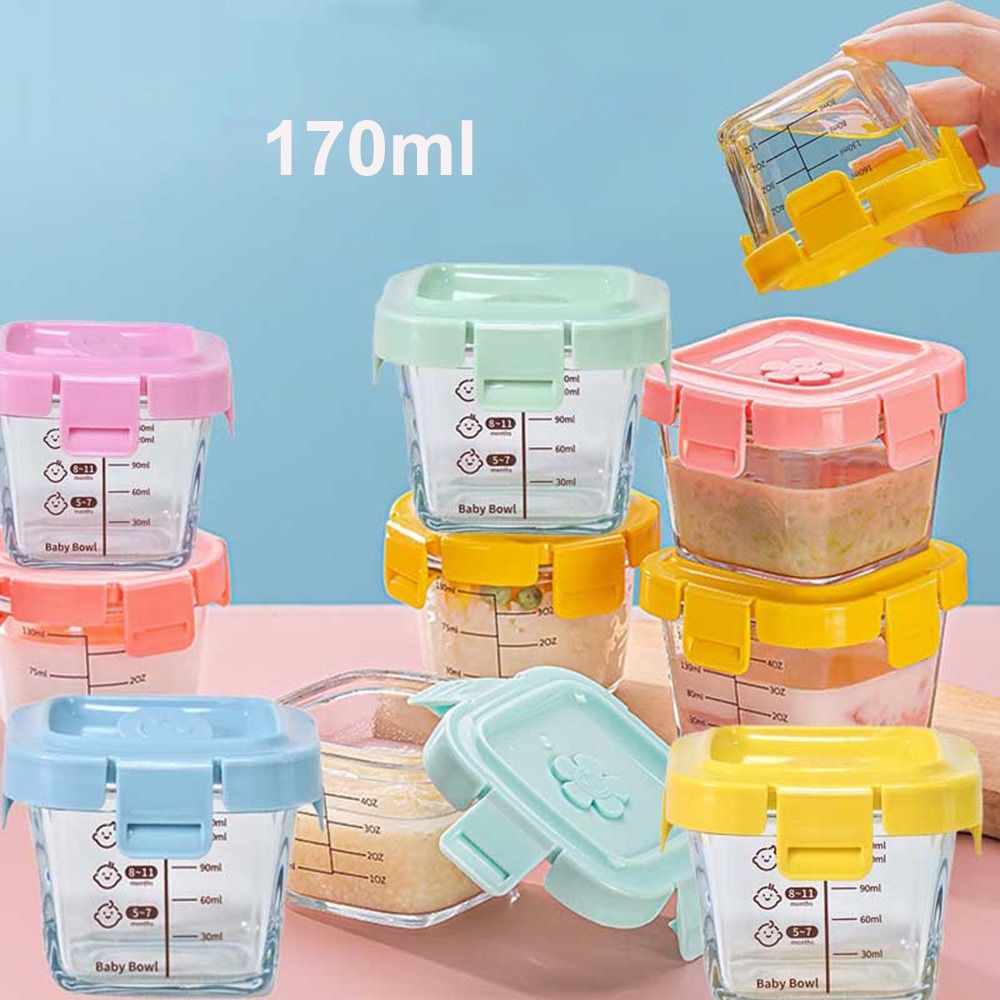 Baby Food Glass - กล่องเก็บอาหารทำจากแก้วขนาด170มล. เหยือกเก็บอาหารเด็ก sloki kaca อาหารเด็กแช่แข็งสำหรับเด็กเล็กไมโครเวฟปลอดภัย