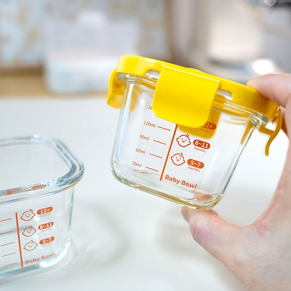 Baby Food Glass - กล่องเก็บอาหารใหม่ 170 มล. ใช้กับไมโครเวฟได้ ปลอดภัยสำหรับอาหารเด็ก แก้วใส่อาหารเด็ก