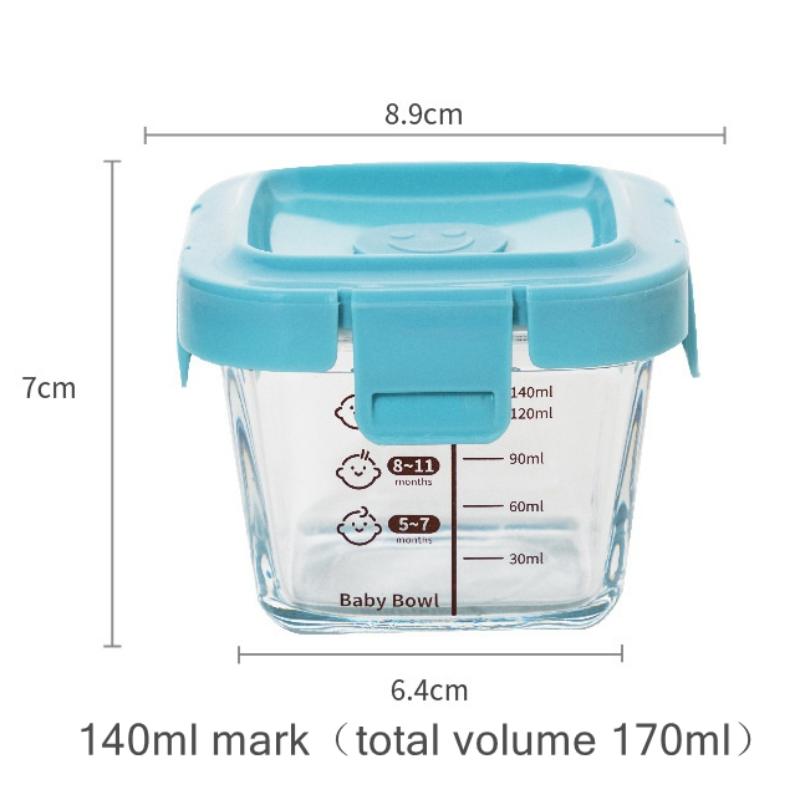 Baby Food Glass - และกล่องเก็บอาหารทนความร้อนสป็อค 3 อิน 1 กล่องเก็บอาหารแก้วสำหรับเด็กแบบพกพา กล่องเก็บอาหารแช่แข็ง