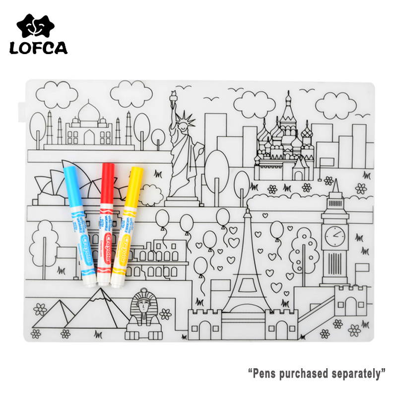 Baby Food Utensil - ซิลิโคนเด็ก Placemat 1Pc เด็กอาหารเย็นซิลิโคนแผ่นรองจานกันน้ำให้อาหารเด็กทารกแผ่น Reusable ระบายสี