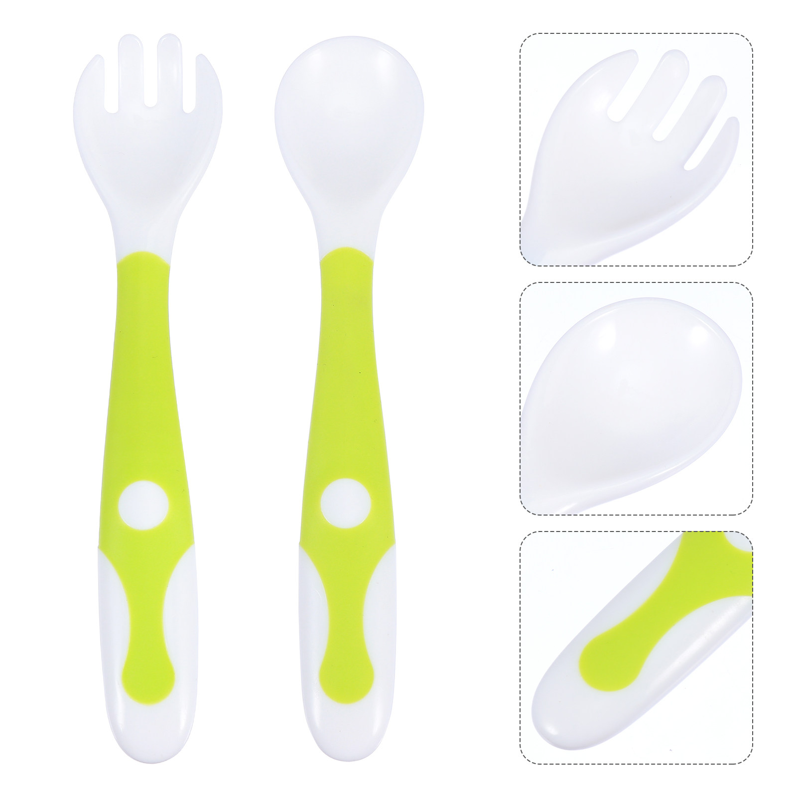 Baby Food Utensil - ชุดช้อนส้อมสำหรับเด็ก 1 ชุด ทำจากซิลิโคนเกรดอาหารคุณภาพสูง อุปกรณ์รับประทานอาหารสำหรับฝึกหัดสำหรับเด็กเริ่มหัดกิน