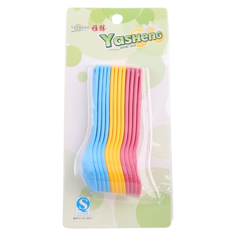 Baby Food Utensil - 12Pcs เด็กช้อนพลาสติกปลอดภัยเด็กวัยหัดเดินการฝึกอบรมกินช้อนชุดอาหาร