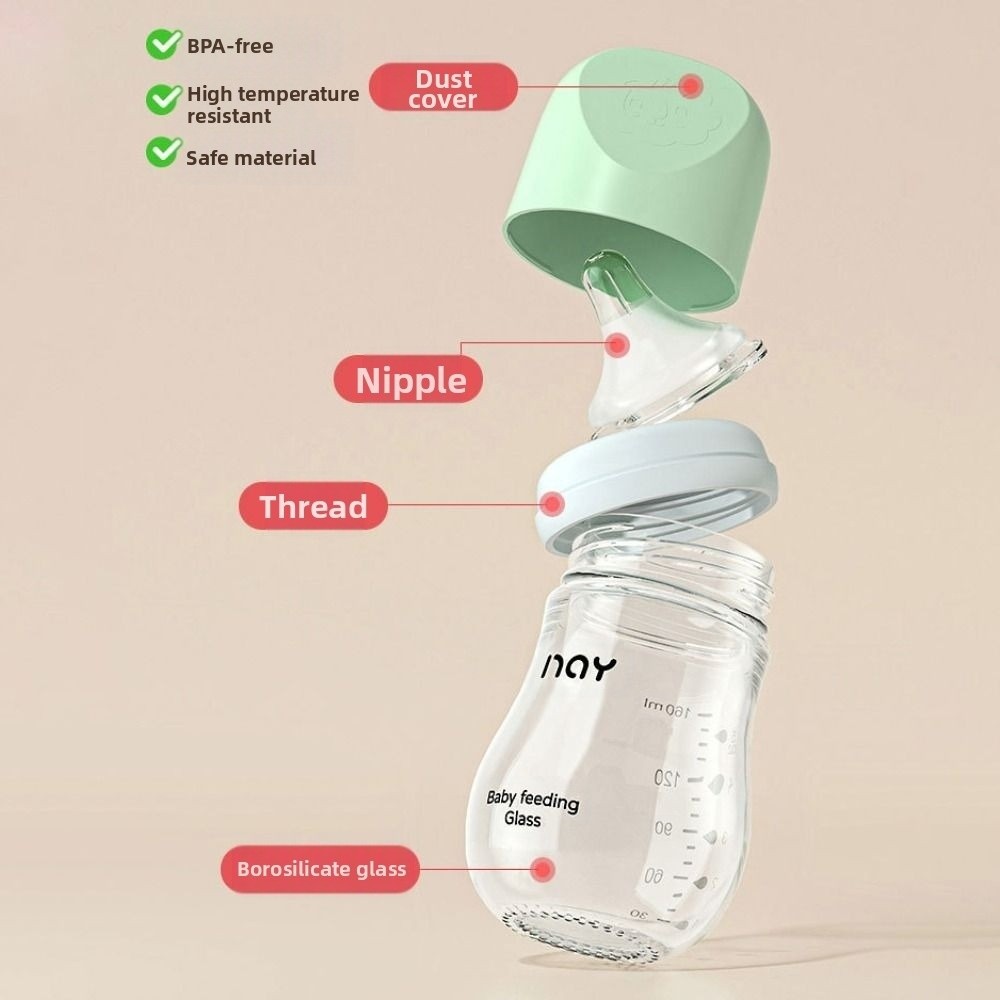 ขวดนมแก้วป้องกันท้องอืดป้องกัน - Baby Food Glass บทวิจารณ์และราคา