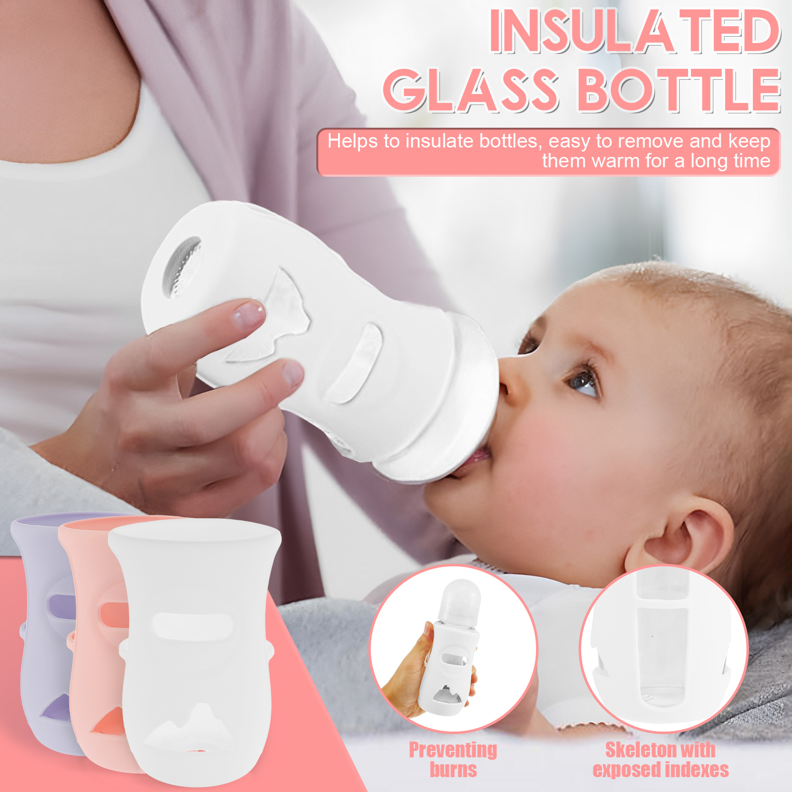 แขนซิลิโคนซิลิโคนเด็กขวดแก้วฉน - Baby Food Glass บทวิจารณ์และราคา