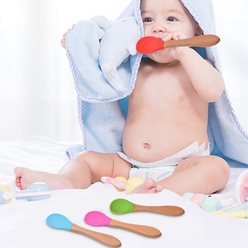 2 ชิ้น/เซ็ตเด็กซิลิโคนช้อนส้อม - Baby Food Utensil บทวิจารณ์และราคา